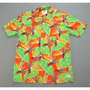 Duvin Orange Tropical Print Short Sleeve Button-Down Shirt